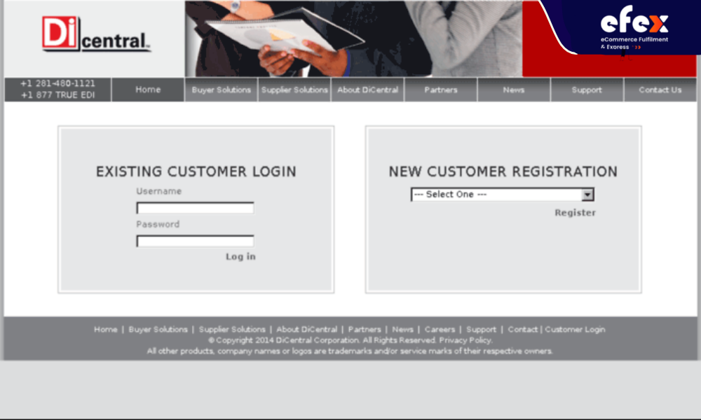 DiCentral login page