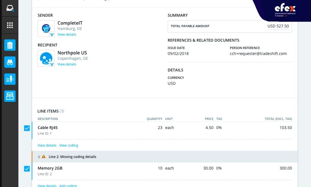 Tradeshift-software’s e-invoice-display