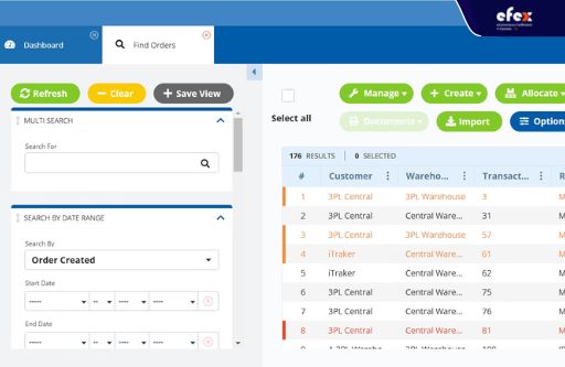 3PL Centrals WMS’s find orders interface