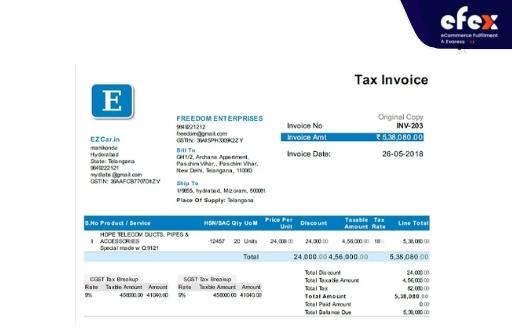 Example of tax invoice
