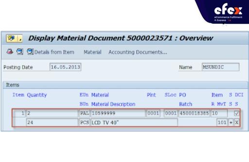 Step 6.5 Overview of material document