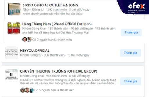 Các group Official sản phẩm Việt Nam