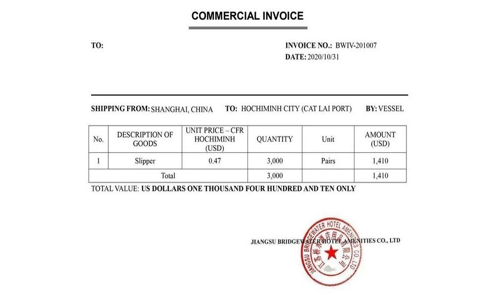 Hóa đơn thương mại Commercial Invoice