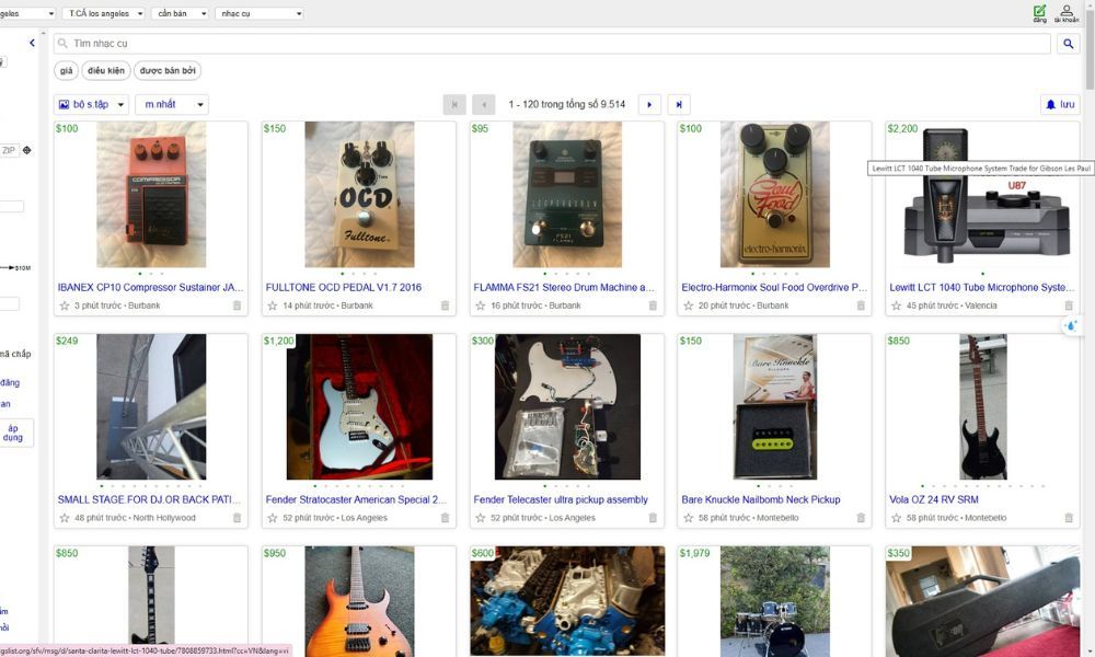 Craigslist is the perfect place for local musical instrument sales