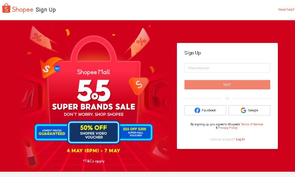Register a Shopee Singapore Account