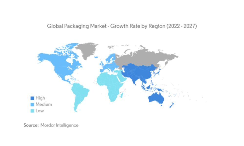 Global packaging market - Growth rate by region (2022 - 2027)