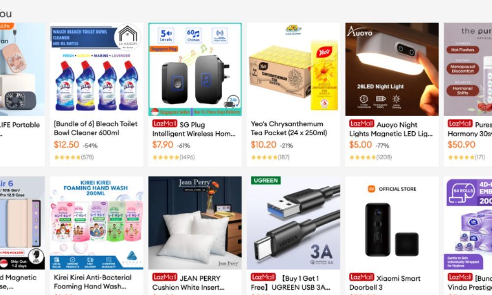 Lazada products display to choose