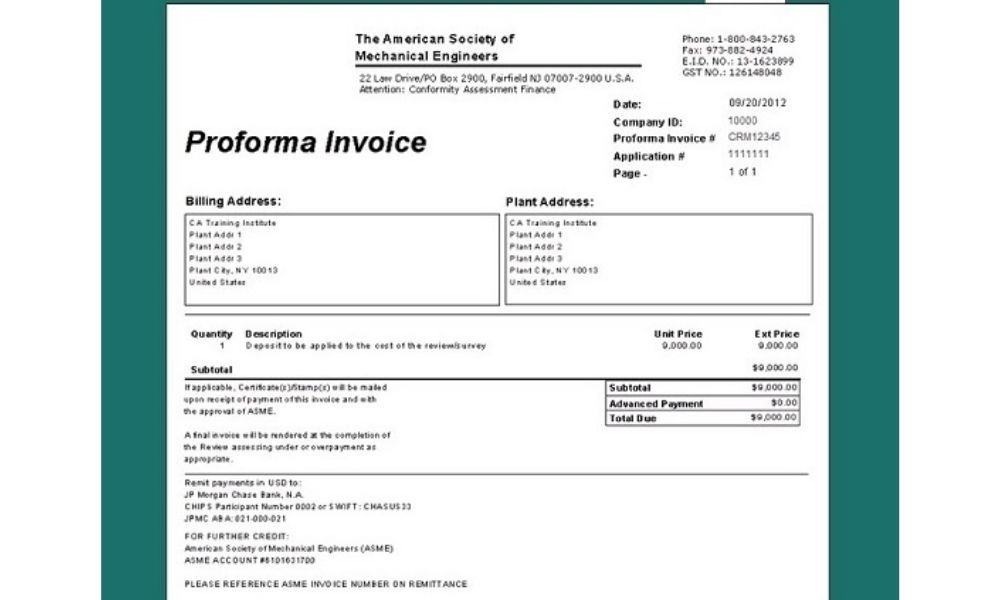 Hóa đơn chiếu lệ Proforma invoice