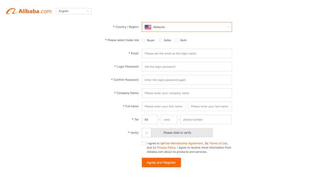 Register Alibaba Account