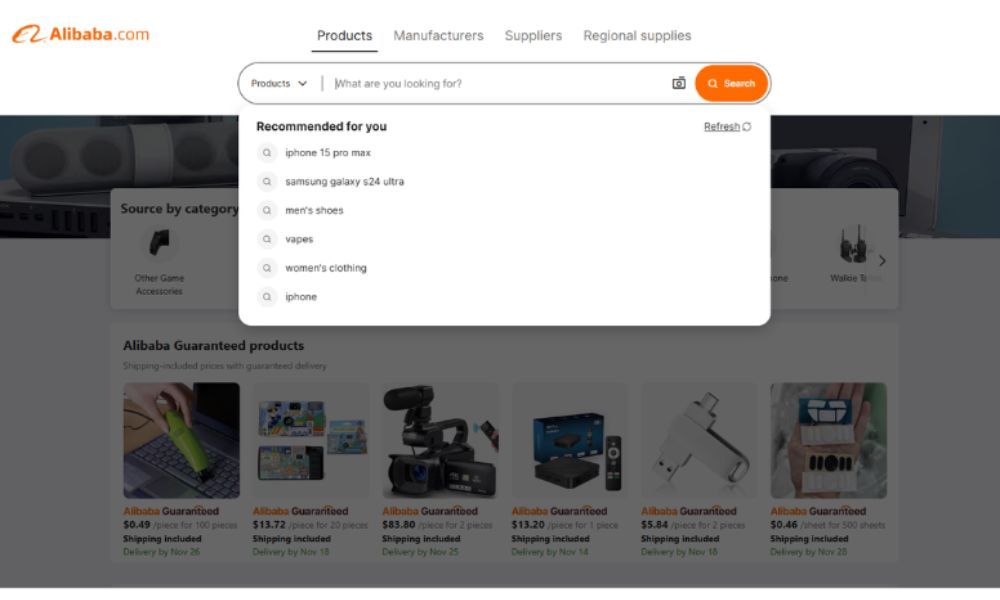 Searching products on search bar