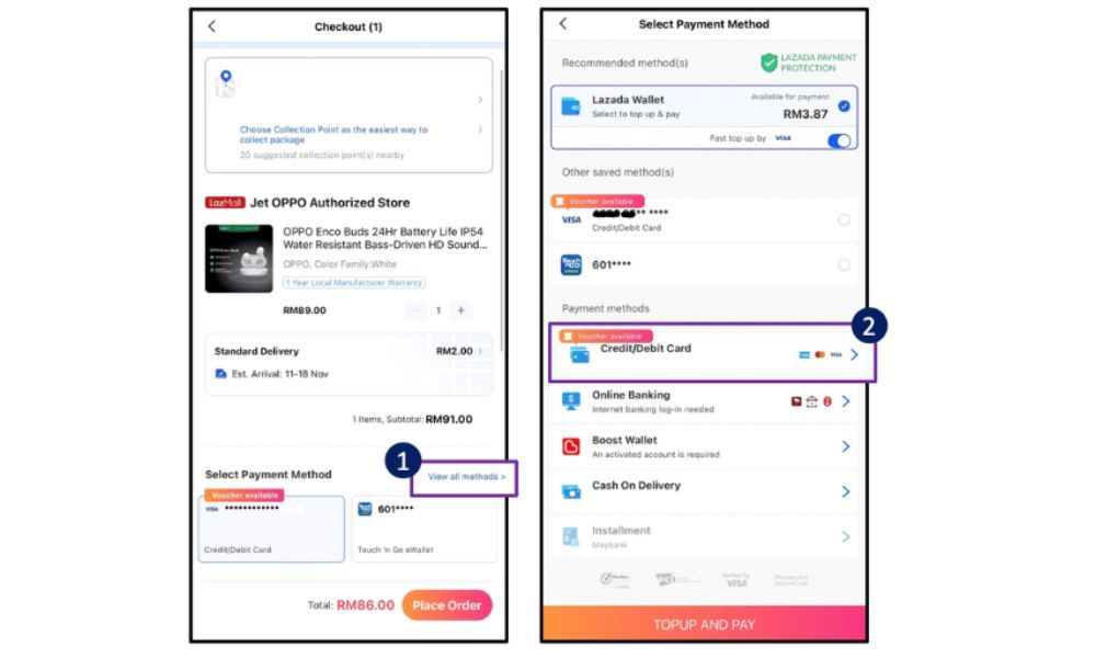 How to select payment method on Lazada