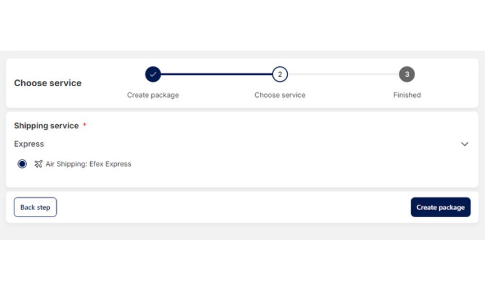 Select shipping option step