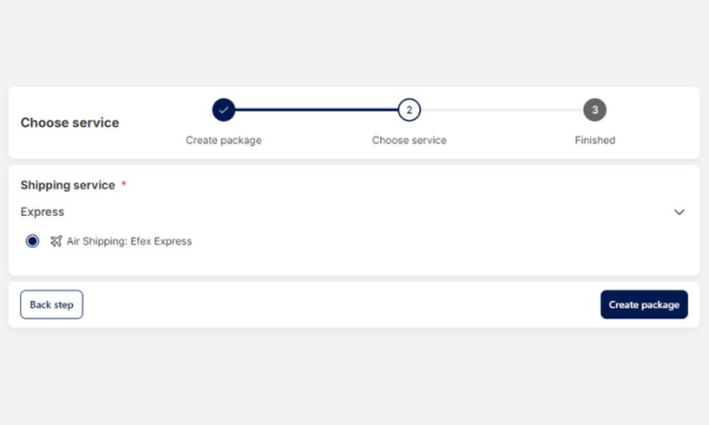 Select shipping option step