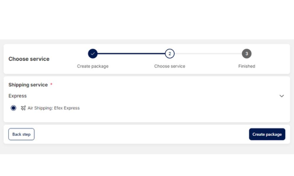 Select shipping option step