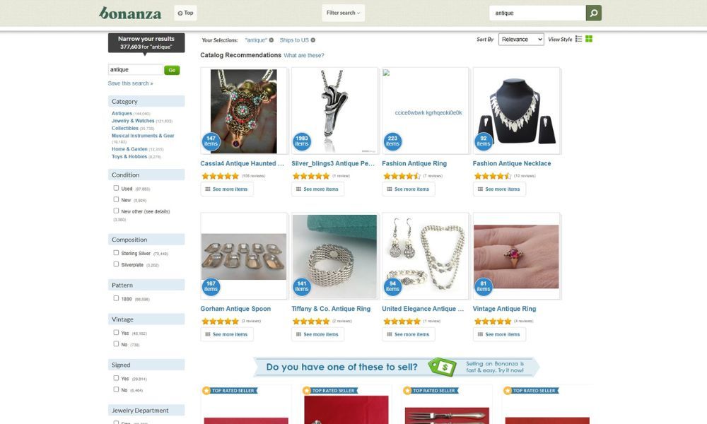 Where to sell antiques online on Bonanza